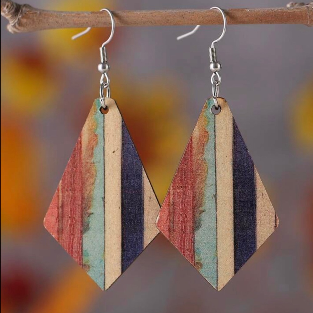 New wooden boho drop dangle earrings